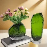 Colored Ice Cube Glass Vase - Elegant Flower Vase for Home Decoration