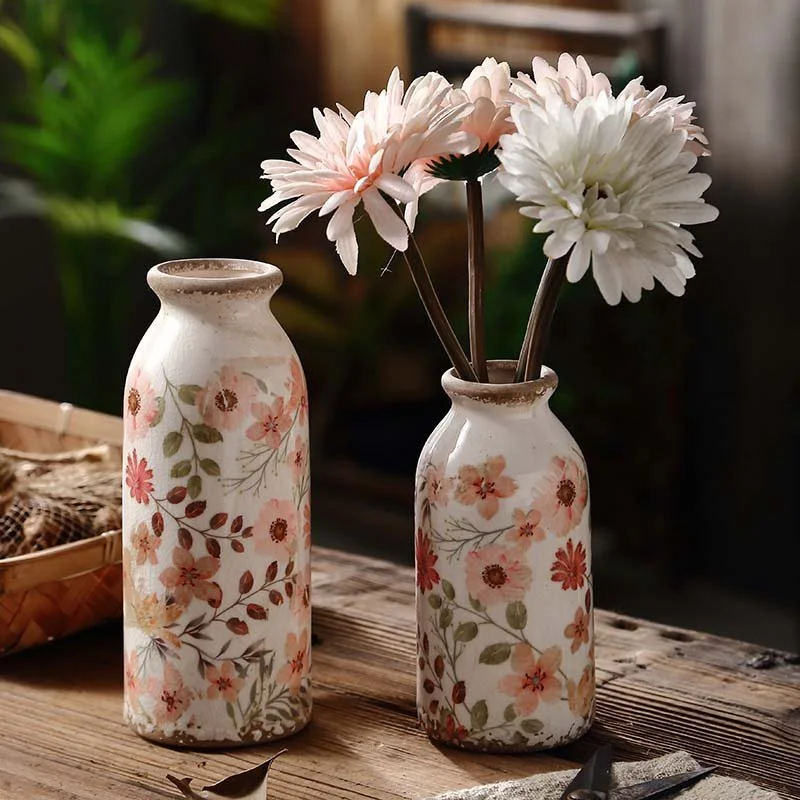 Vintage Ceramic Vase for Home Decoration - Rustic Hydroponic Vessel for Dried Flowers
