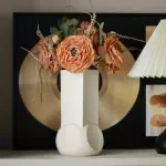 Nordic Abstract Geometric Ceramic Vase - Minimalist Square Column & Circle Base Art Decor
