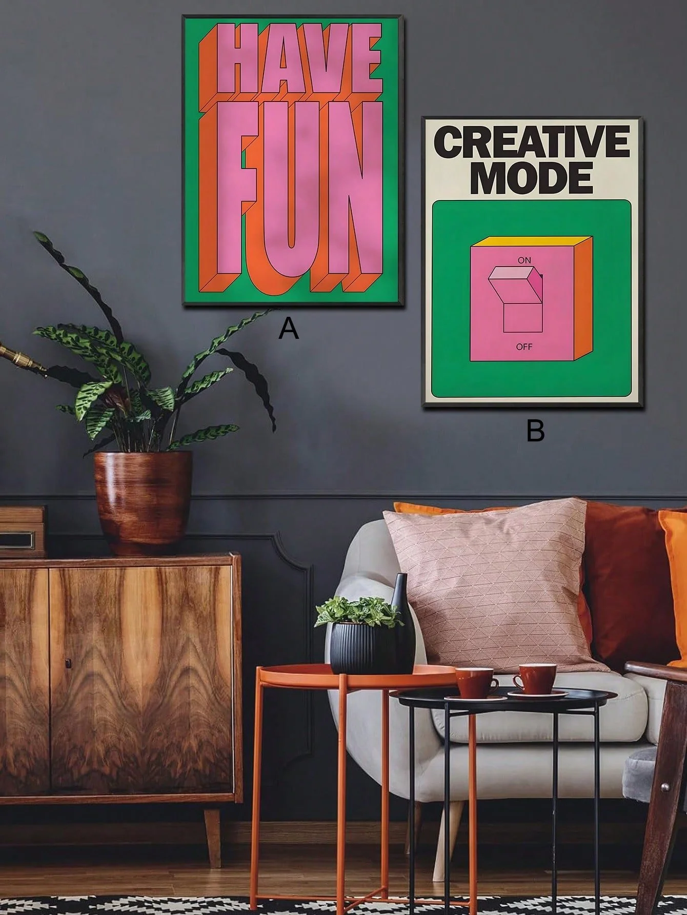 Vintage Abstract Color Block Canvas Art Print