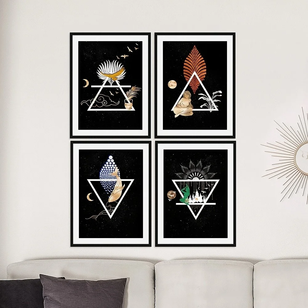 Alchemy Four Elements Art Print – Magic Air Water Earth Fire Poster