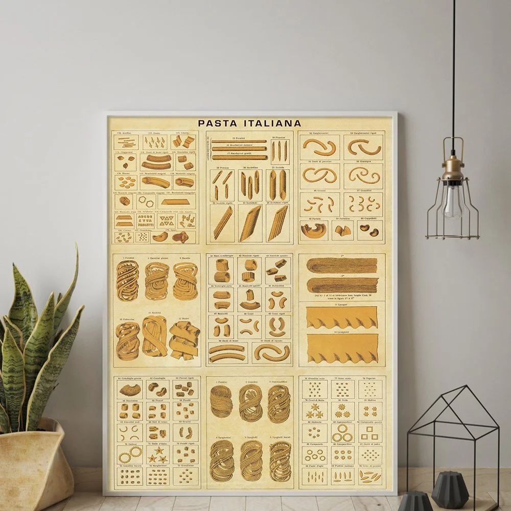 Vintage Italian Pasta Poster – Retro Kitchen Wall Art Canvas