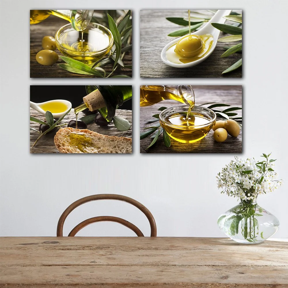Vintage Olive Wall Art Canvas - Elegant Kitchen Decor Poster