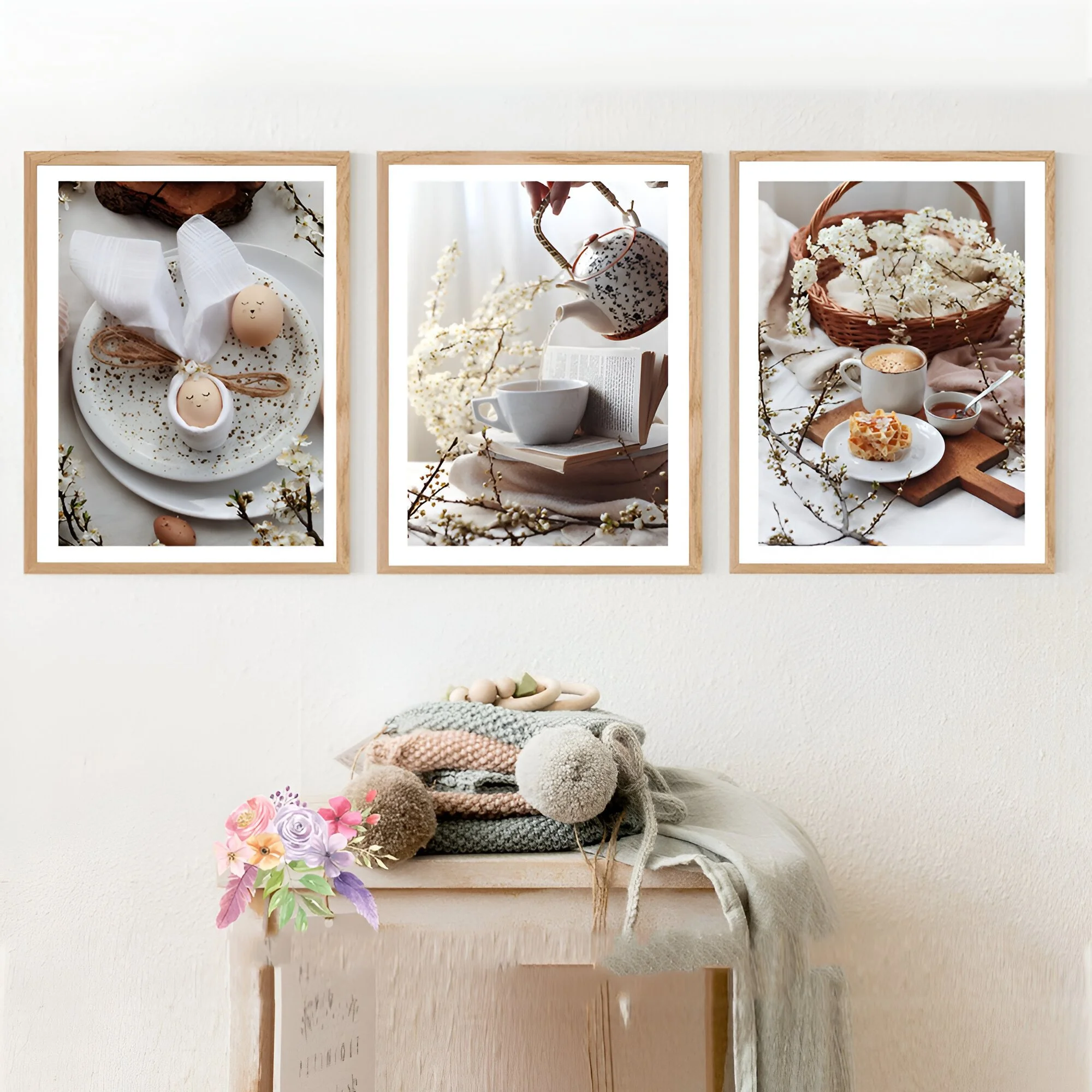 Tea Bread Egg Canvas Wall Art - Modern Kitchen Decor Poster