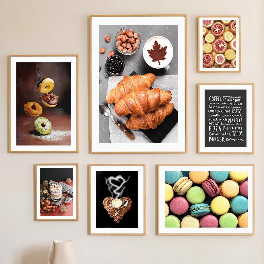 Sweet Pastry Art Print – Coffee Cake Croissant Donut Macaron Wall Decor