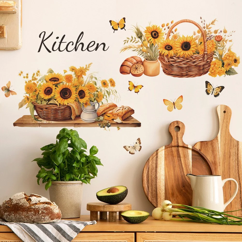 Flower Butterfly Vinyl Tile Stickers - Beautiful Kitchen Wall Decor
