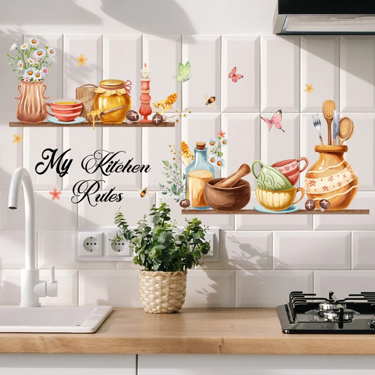 Kitchen Cutlery Pattern Wall Stickers - Fun Home Decor for Every Space
