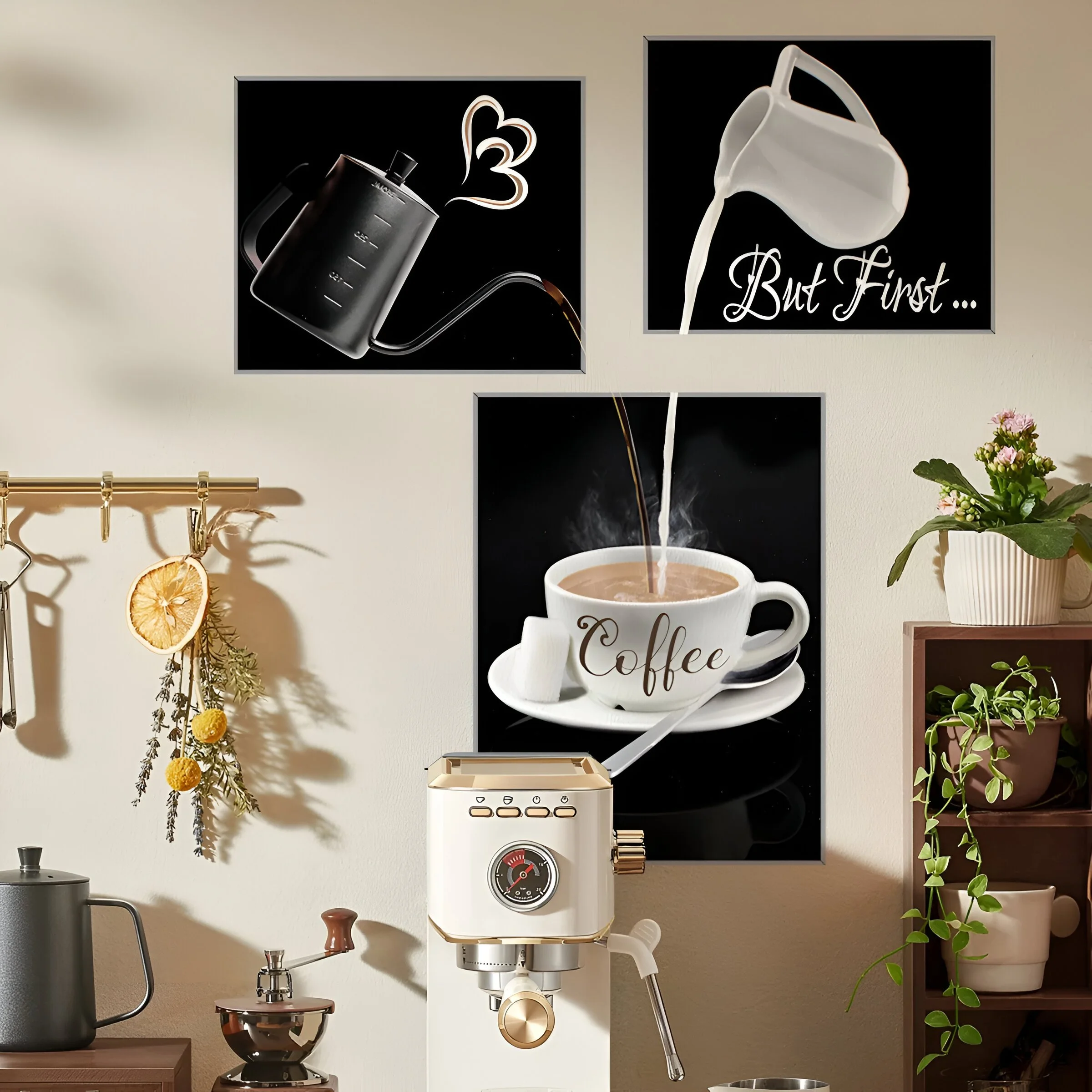 Nordic Coffee Cup Wall Decals – Self-Adhesive Art for Kitchen & Living Spaces