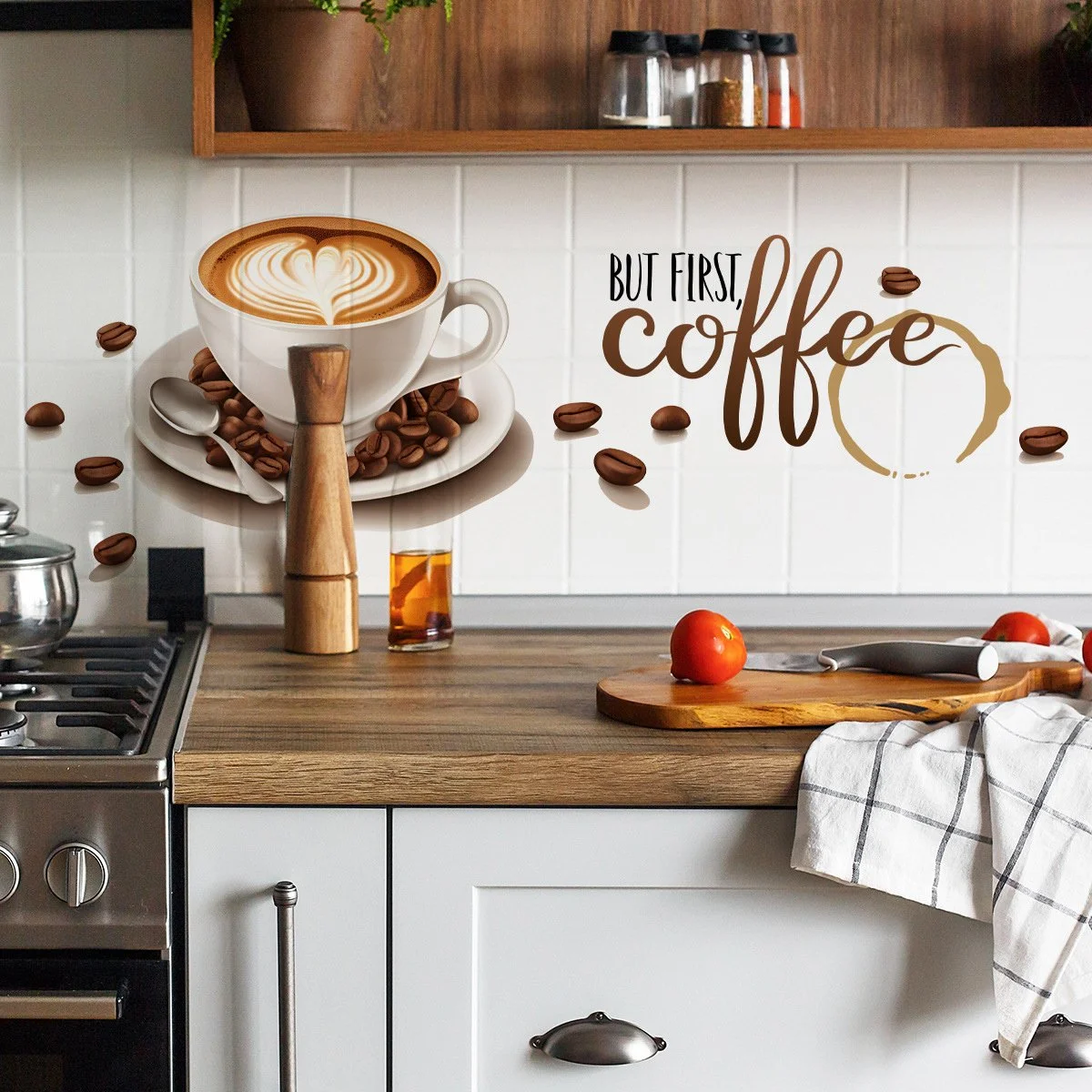 Creative Coffee Cup Wall Stickers – Kitchen & Living Room Wall Art Decals