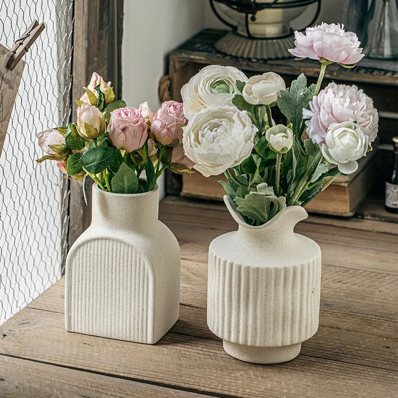 Artistic Relief Ceramic Vase - Modern Decorative Flower Ornament