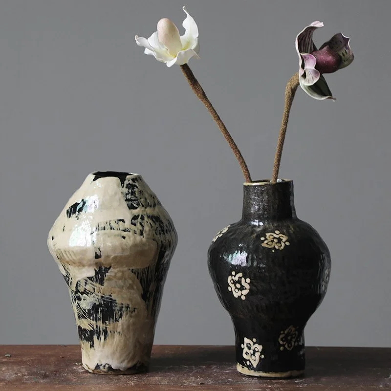 Handmade Chinese Ceramic Vase - Retro Coarse Pottery Design