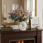 Ocean Conch Ceramic Vase – Beige Coastal Tabletop Accent (6 in)