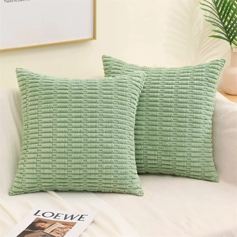 Soft Corduroy Striped Decorative Throw Pillow Covers Boho Style