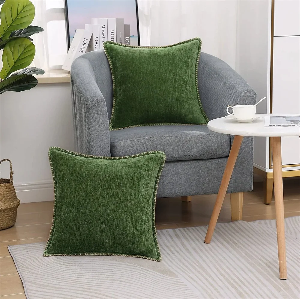 Luxury Brown Chenille Cushion Cover 18x18 Inch – Soft Decorative Throw Pillowcase