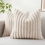 Soft Faux Fur Velvet Pillow Covers 16x16 Set of 2 – Decorative Cozy Throw for Couch & Bed