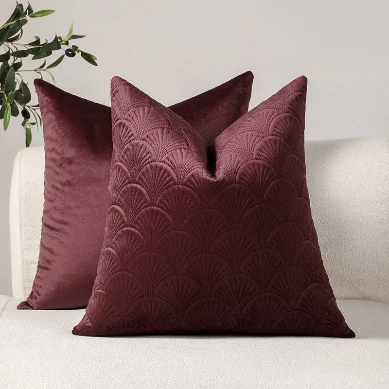 Solid Color Retro Quilted Cushion Cover - Dutch Velvet Luxury Pillowcase
