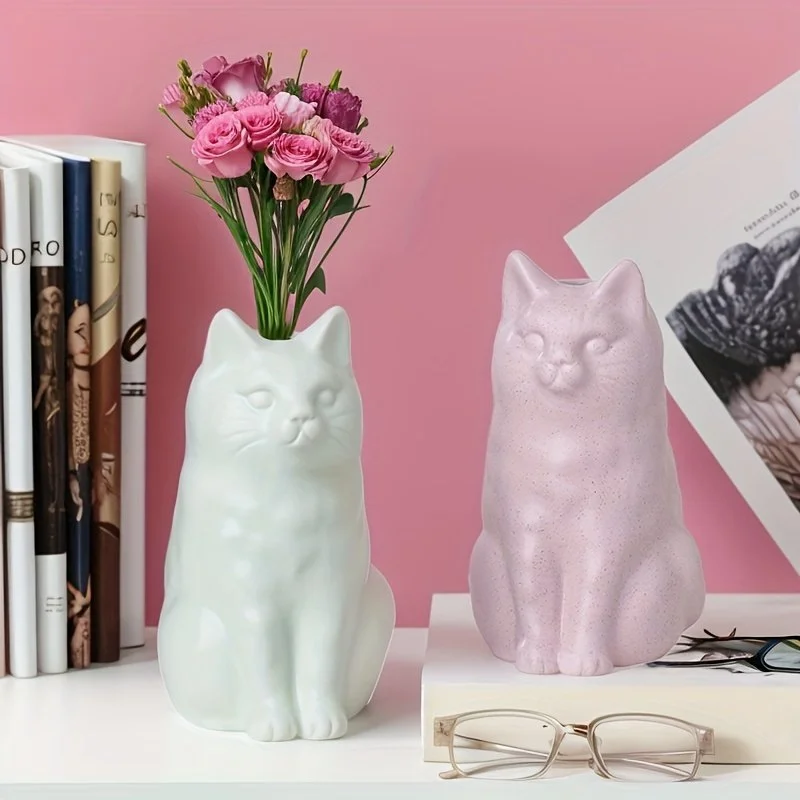 Ceramic Cat Vase Flowerpot