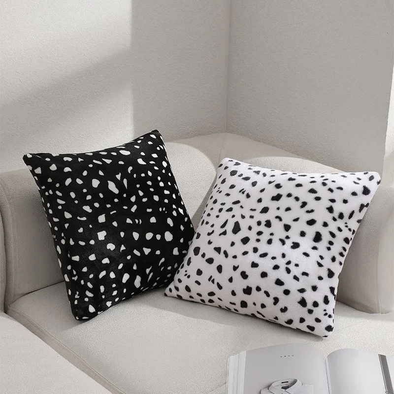 Nordic Black & White Polka Dot Plush Cushion Cover 20x20 Inch