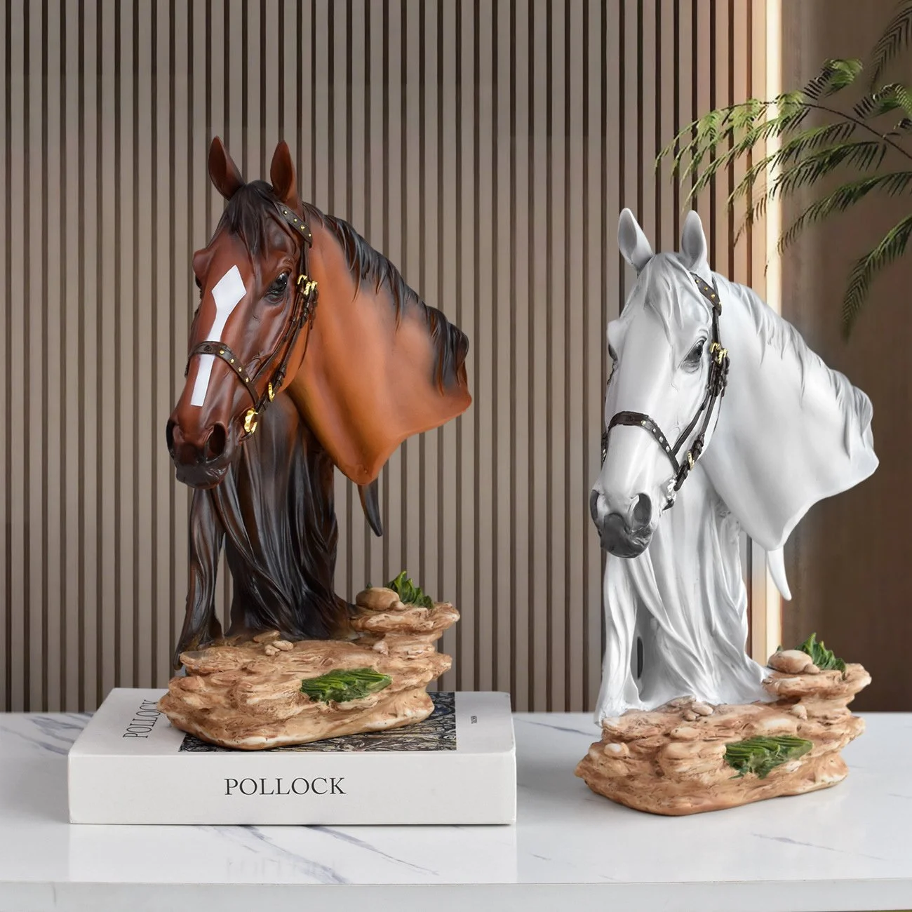 Elegant Resin Horse Head Statue