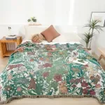 Floral Cotton Gauze Towel Blanket for Bed, Sofa & Travel - 79x91 in