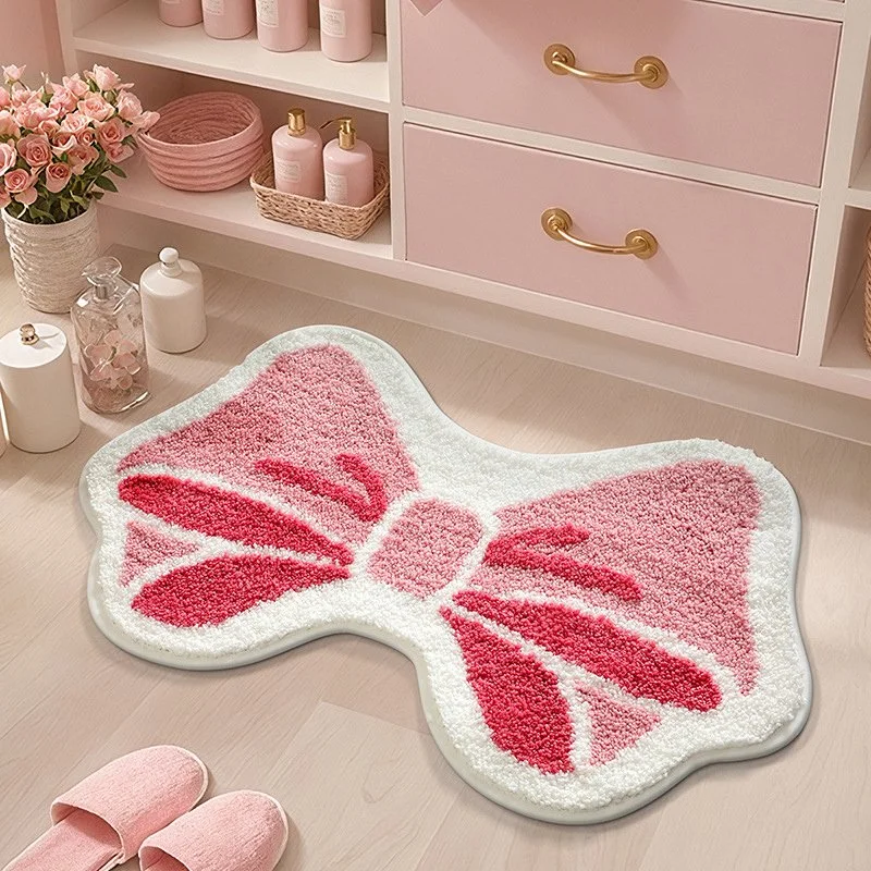 Cute Tufted Bow Bathroom Mat