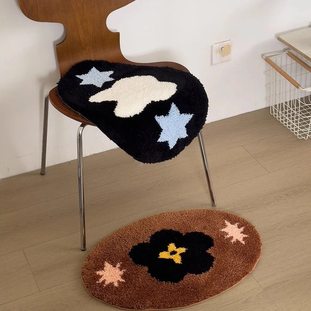 Oval Tufted Bathroom Mat Anti-Slip Soft Rug for Bedroom & Home Decor