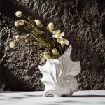 Ceramic Conch Vase – Modern Minimalist Tabletop Home Décor Accent