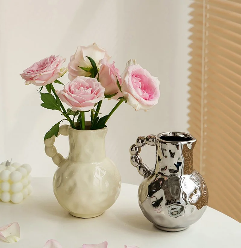 Modern Ceramic Pottery Vase with Handles – Elegant Centerpiece for Home & Wedding