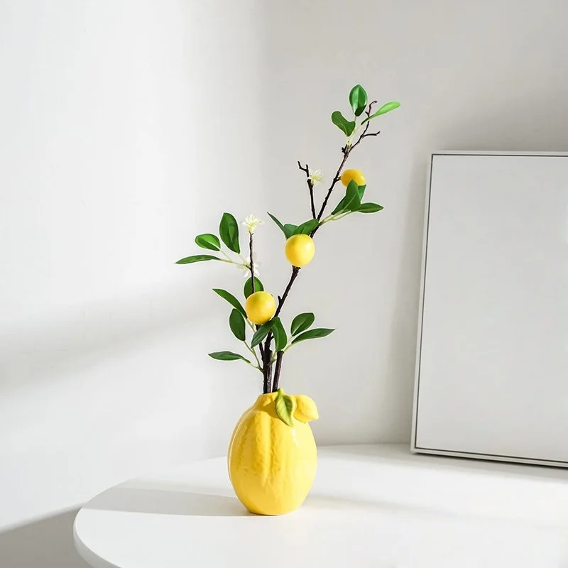 Lemon Shaped Ceramic Vase – Creative Fruit Planter for Home & Kitchen Décor