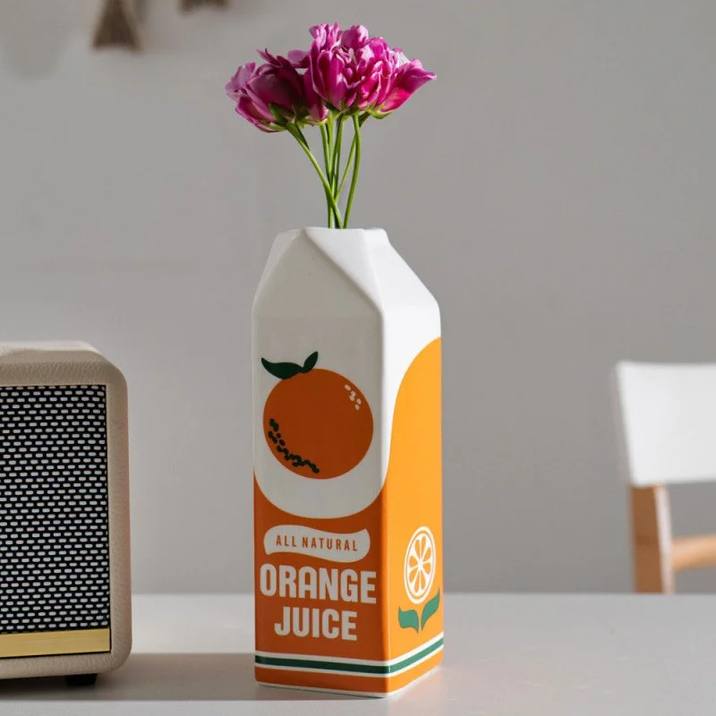 Modern Orange Ceramic Fruit Vase – Creative Home Decor Planter