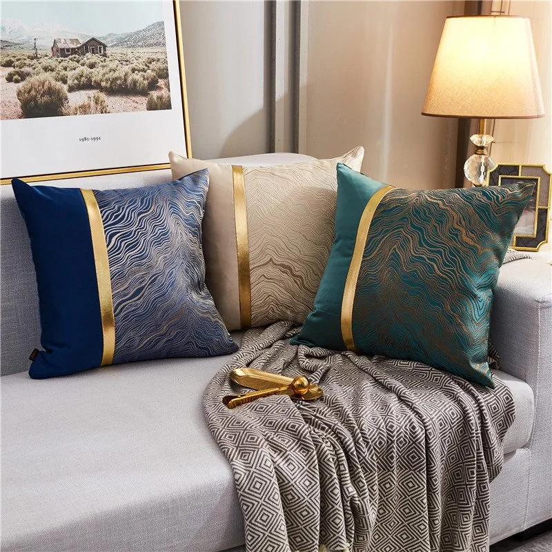 Luxury Gold Jacquard Throw Pillow Cover 18x18 – Elegant Textured Cushion Case