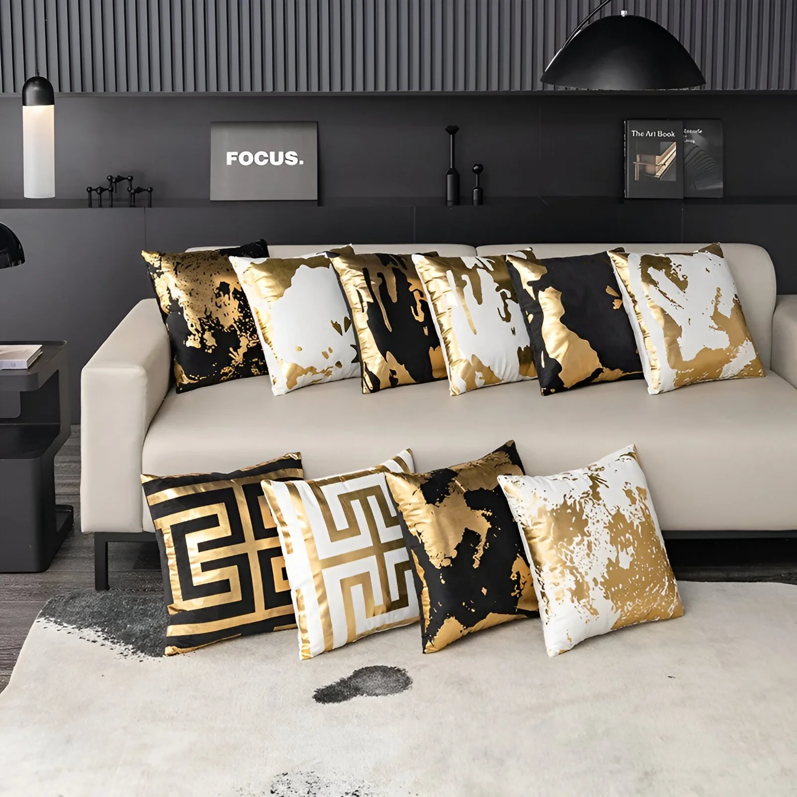 Nordic Luxury Bronzing Plush Decorative Cushion Cover 18x18 Inch
