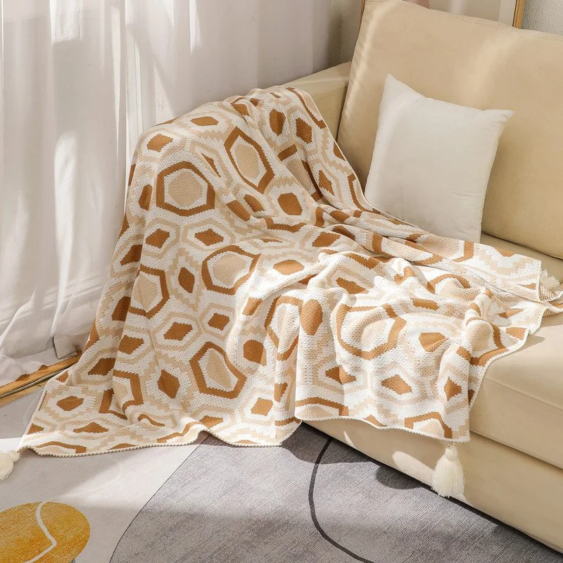 Cozy Knitted Throw Blanket with Vibrant Patterns – Soft & Stylish Home Decor