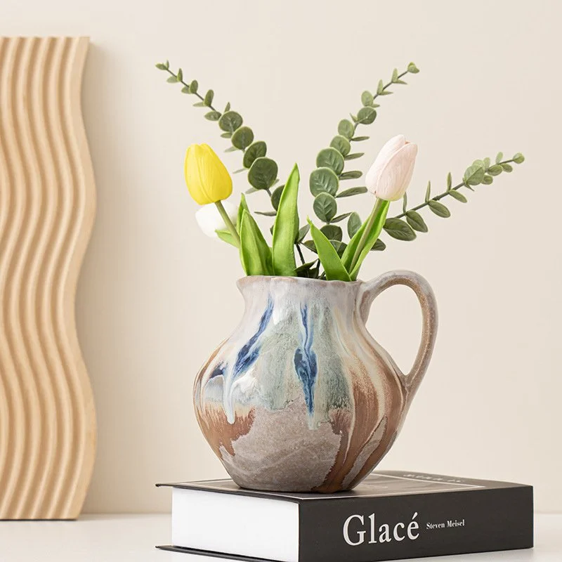 Ceramic Retro Pottery Vase with Handle