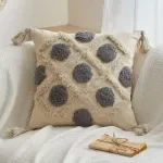 Boho Geometric Tufted Cushion Cover with Tassels – Decorative Throw Pillowcase