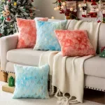 2-Pack Gold Stamped Christmas Tree Cushion Covers 18x18in Plush Holiday Decor