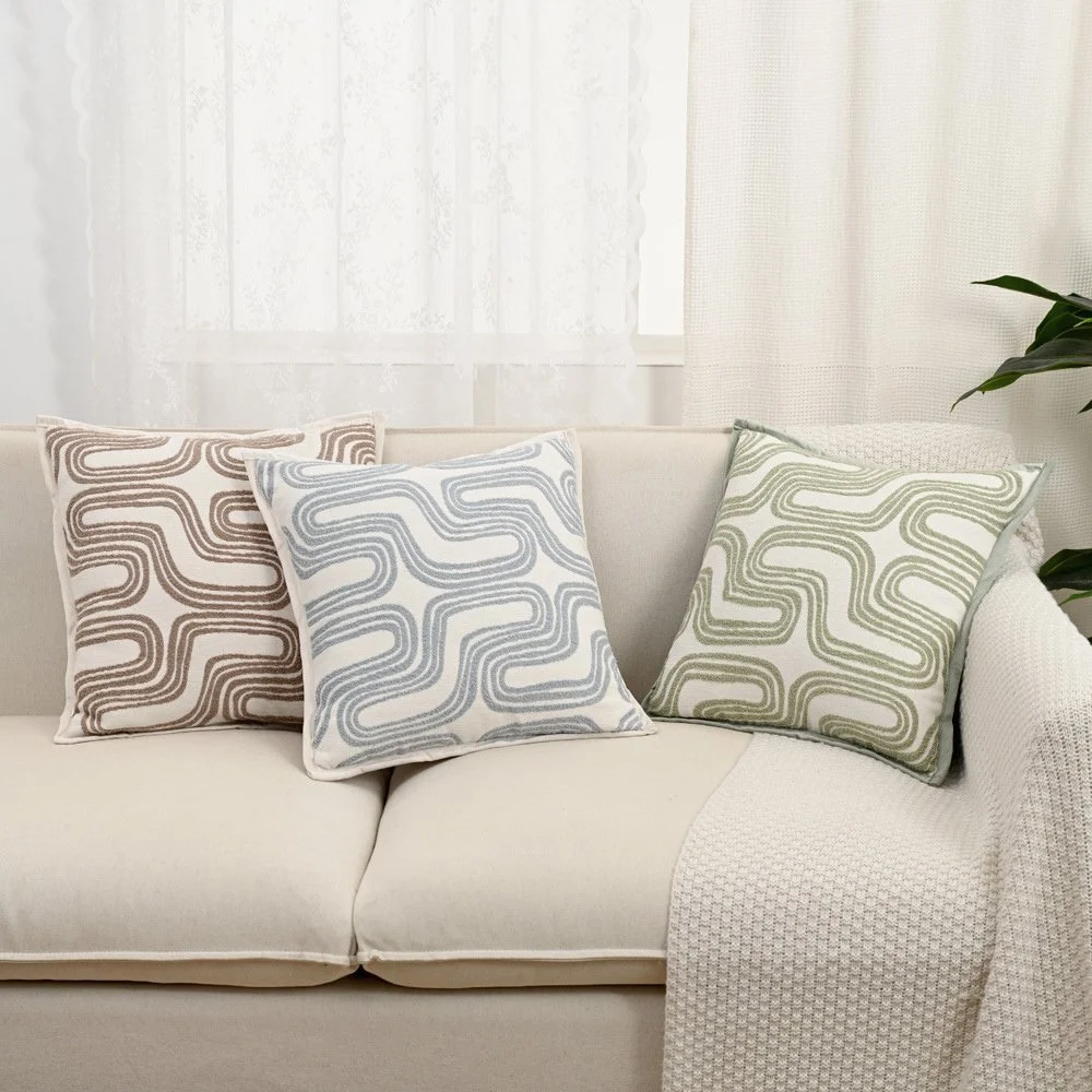 Geometric Chenille Velvet Throw Pillowcase for Sofa & Bed Décor