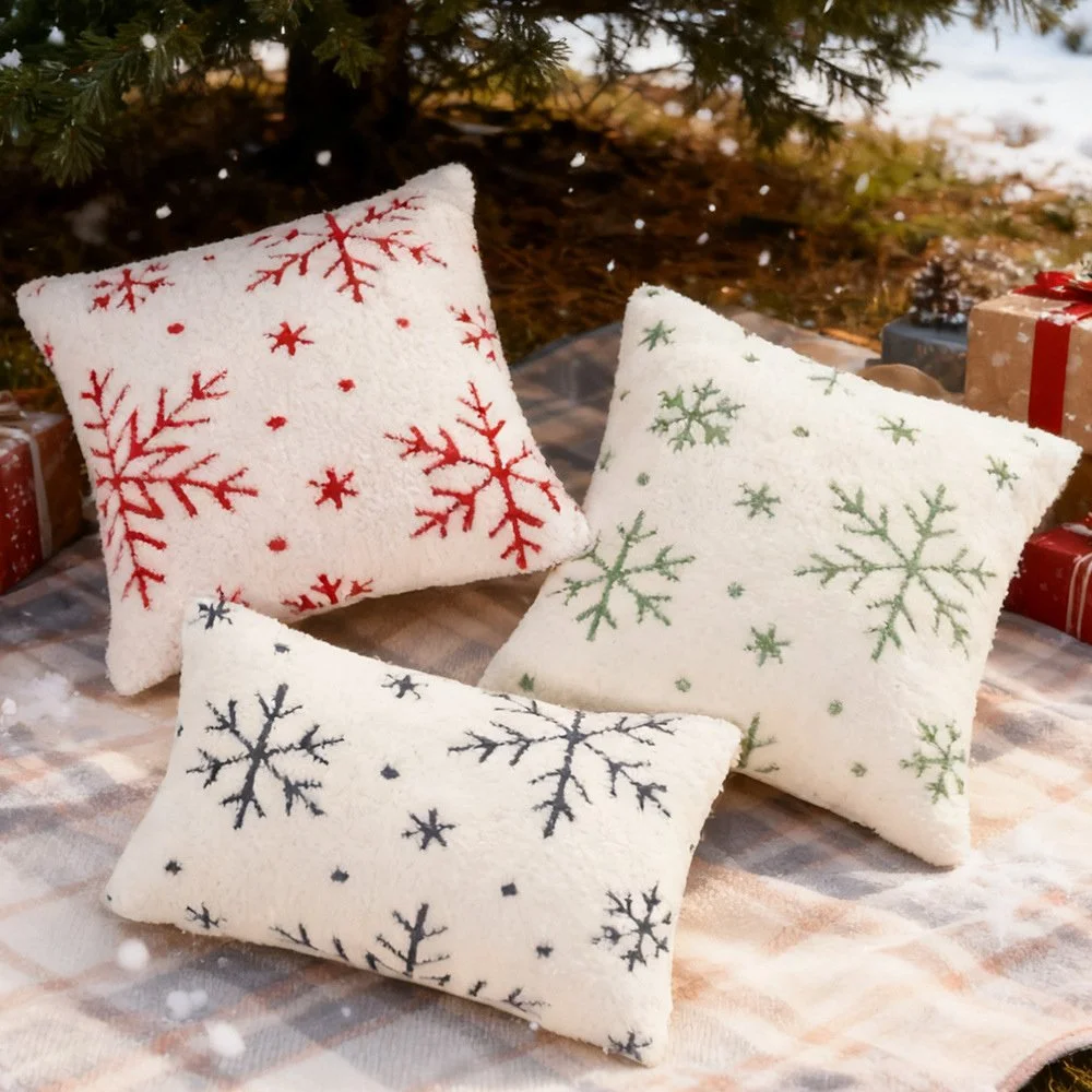 Nordic Snowflake Jacquard Christmas Pillow Cover