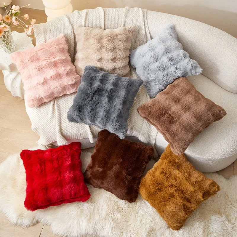 Bubble Rabbit Plush Winter Pillow Cover