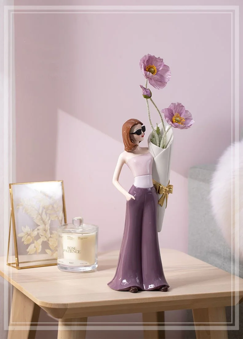 Creative Modern Girl Resin Vase