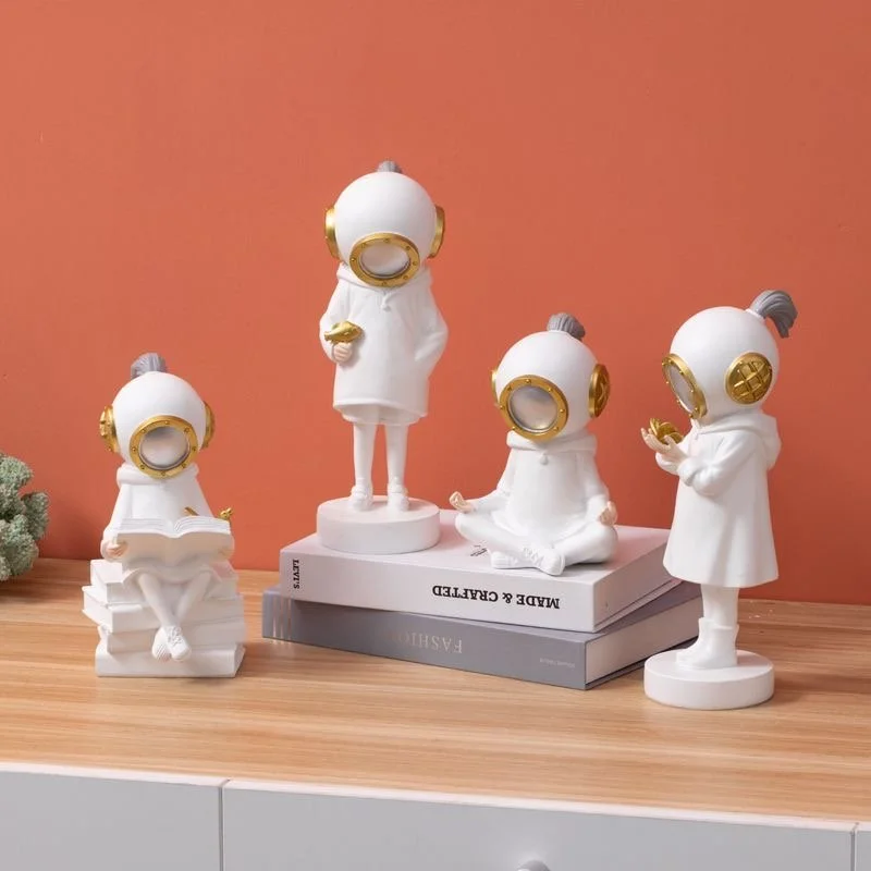 Nordic Girl Diver Reading Figurine
