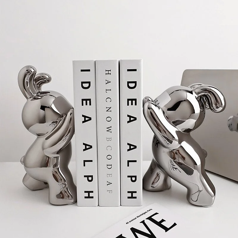 Nordic Ceramic Rabbit Bookend Figurines