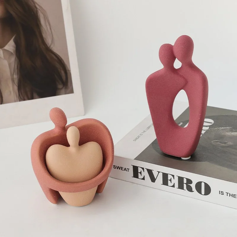 Nordic Morandi Ceramic Couple Statue