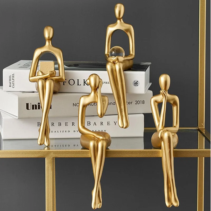 Golden Abstract Human Body Resin Sculpture
