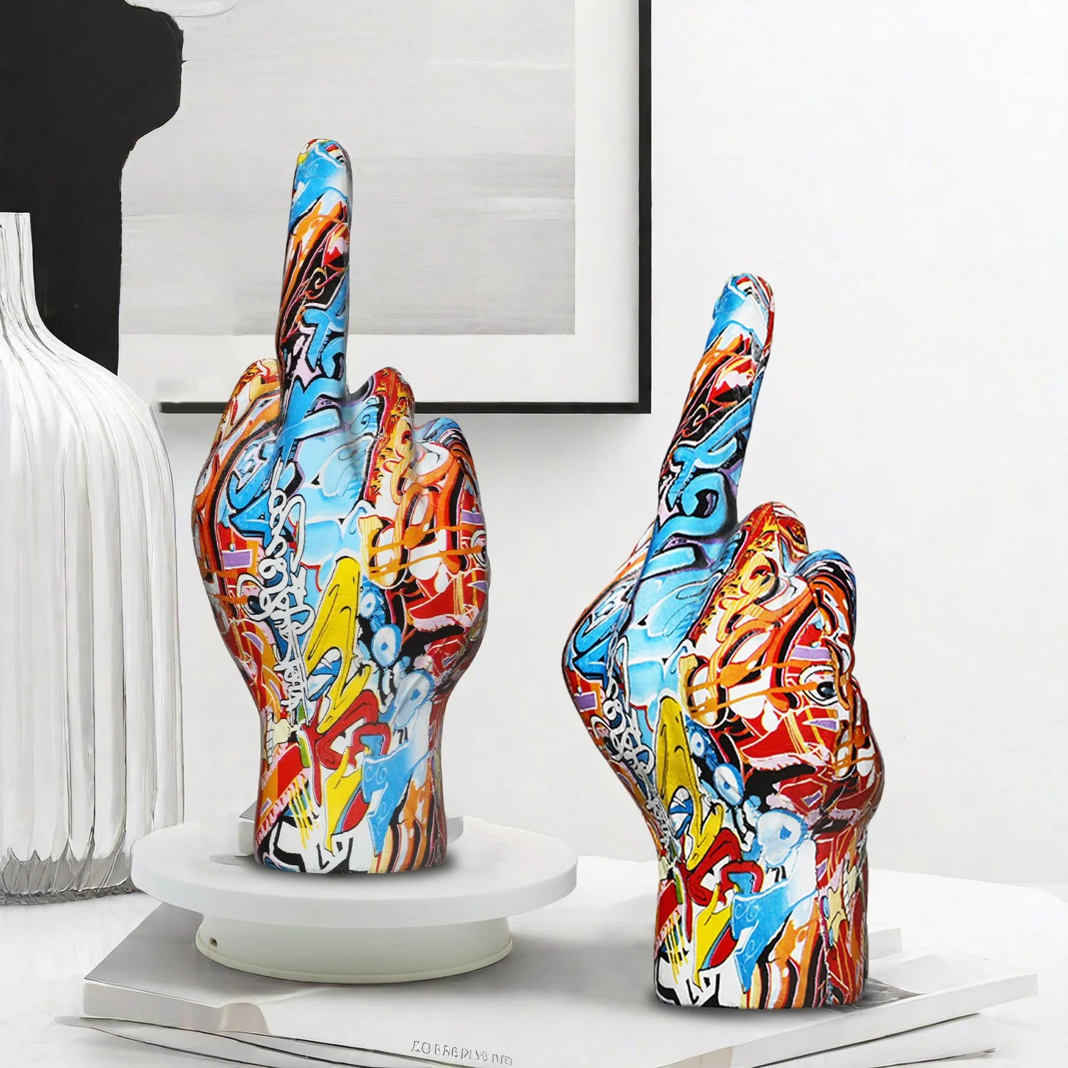 Graffiti Resin Middle Finger Statue