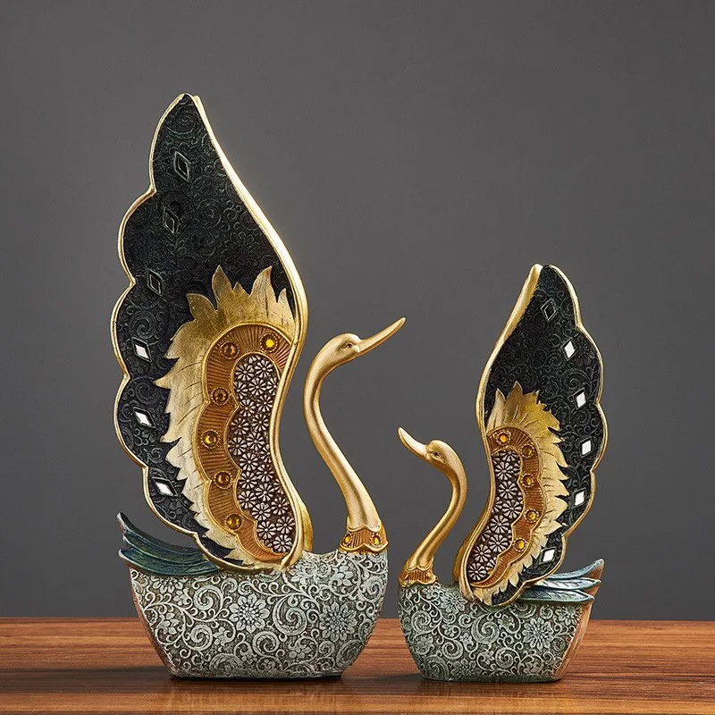 Elegant Resin Swan Figurines for Home Decor