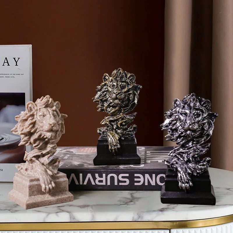 Vintage Bronze Lion Head Statue
