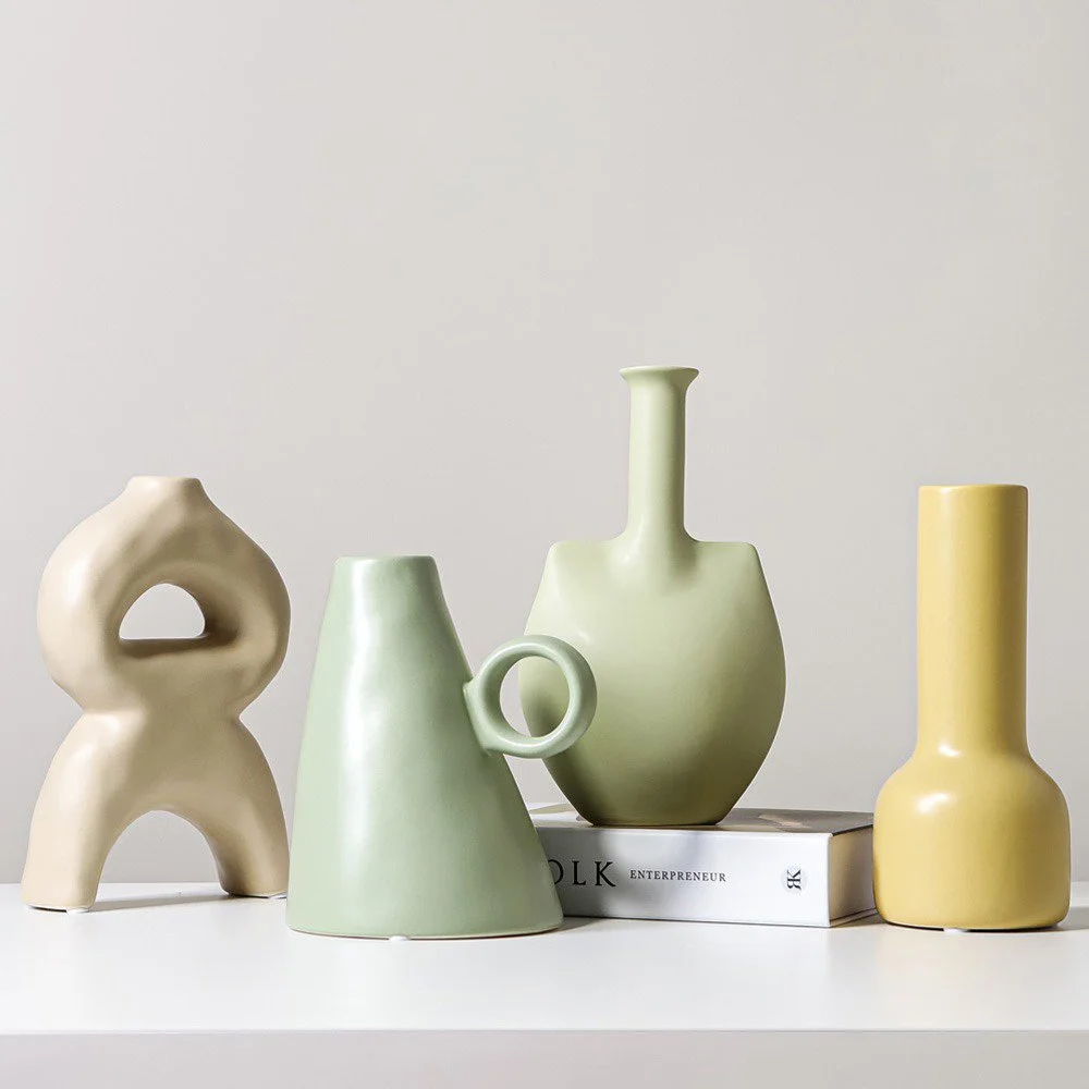 Modern Nordic Green Ceramic Flower Vase