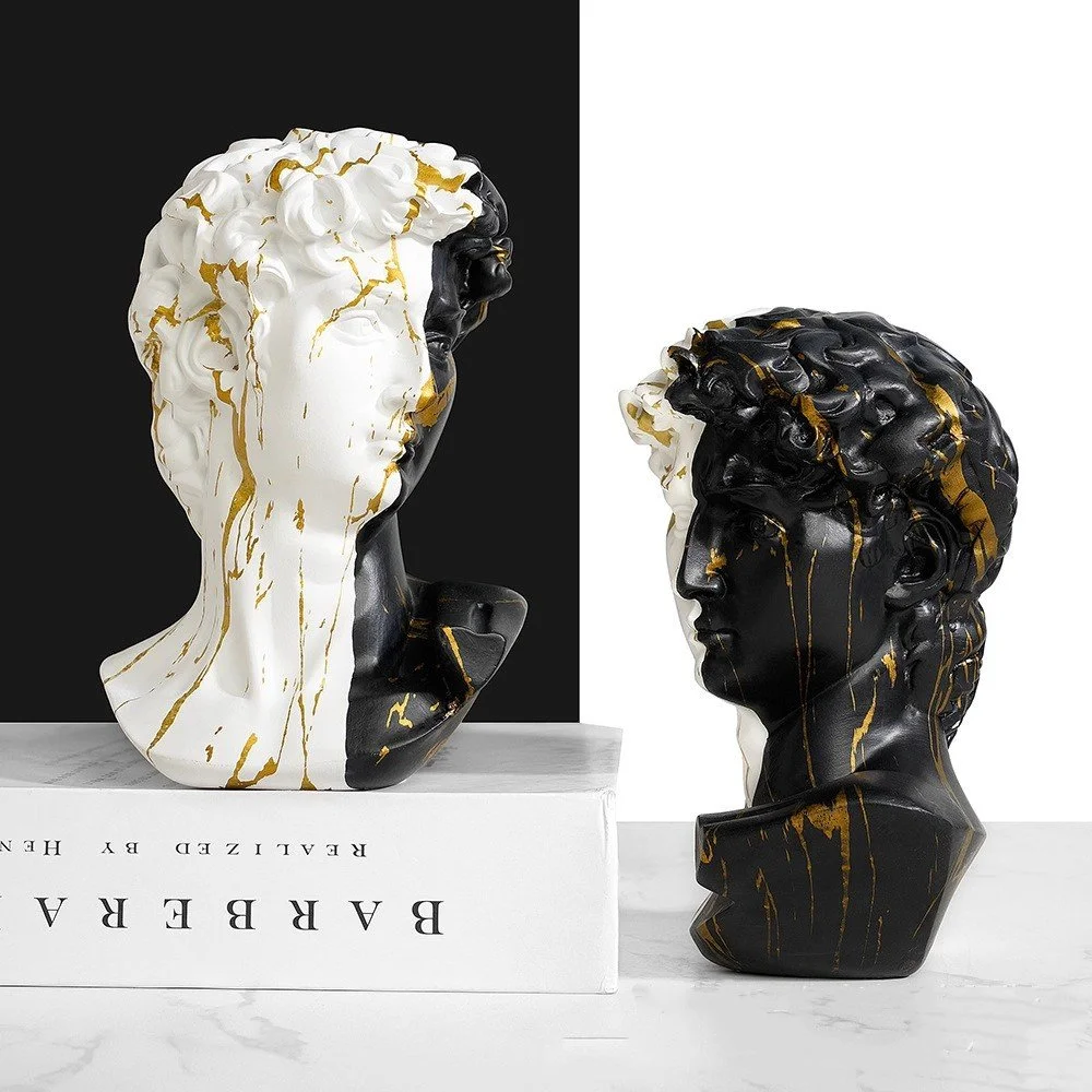 Luxury Black and White Gold David Statue