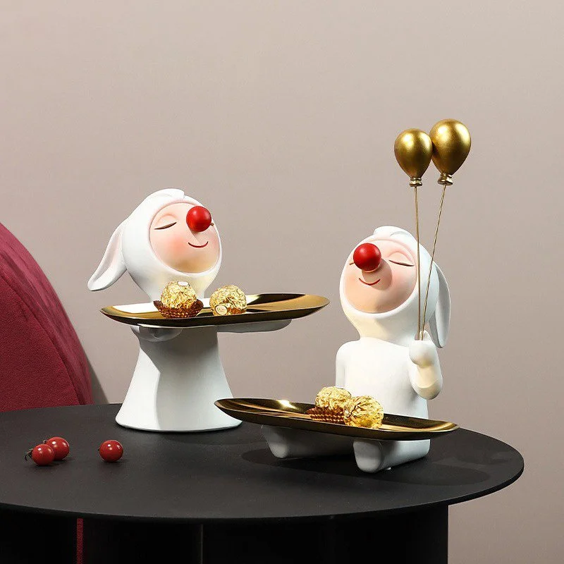 Nordic Clown Sculpture with Golden Tray